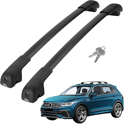 JOYTUTUS Lockable Roof Rack Cross Bars Compatible with Volkswagen VW Tiguan 2018-2026(Not for Limited) Taos 2022-2026, Heavy Duty Aluminum Anti-Theft Roof Rails Crossbars Luggage Racks