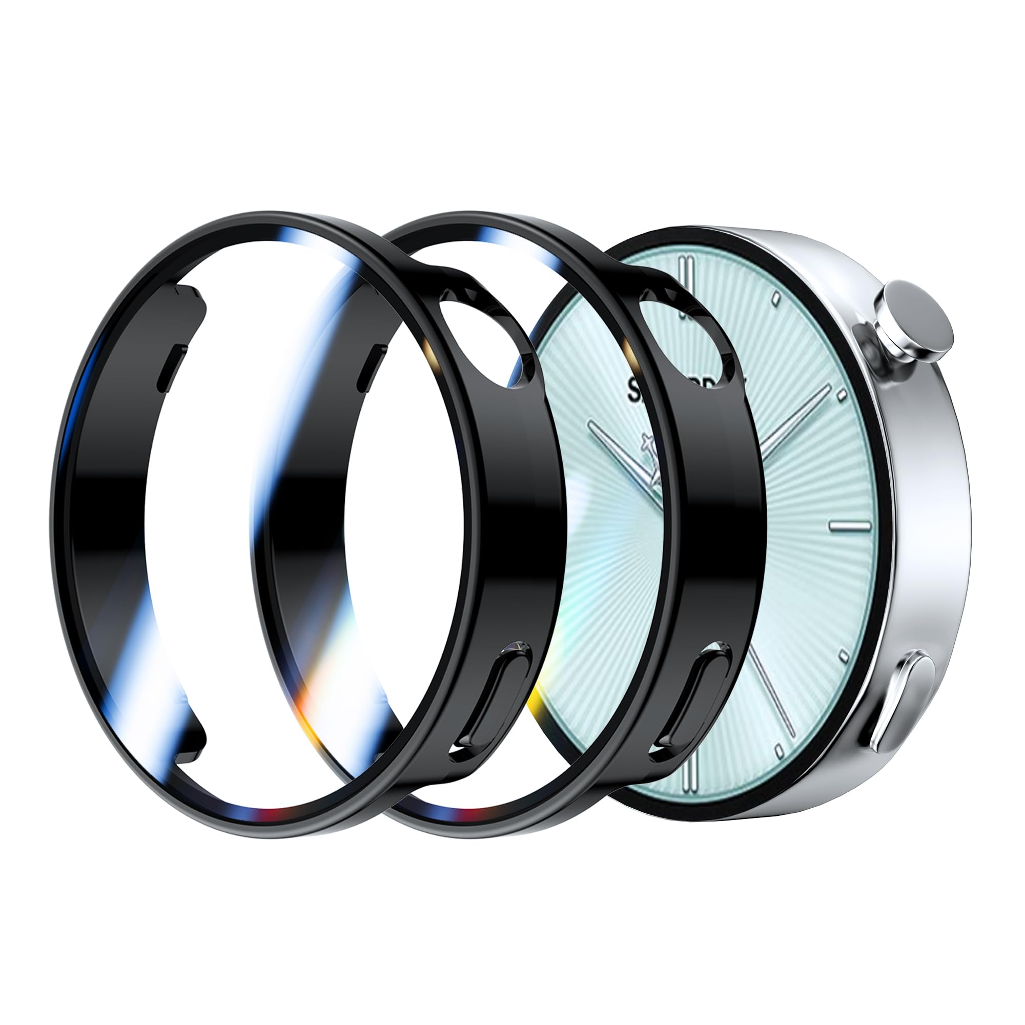 Rojeuinn Cover Cases for Xiaomi Watch S4 41 mm Protective Case with Screen Protector, 360° Anti-Scratch Dust-proof Ultra Thin Protective Case in PC-Transparent+Black