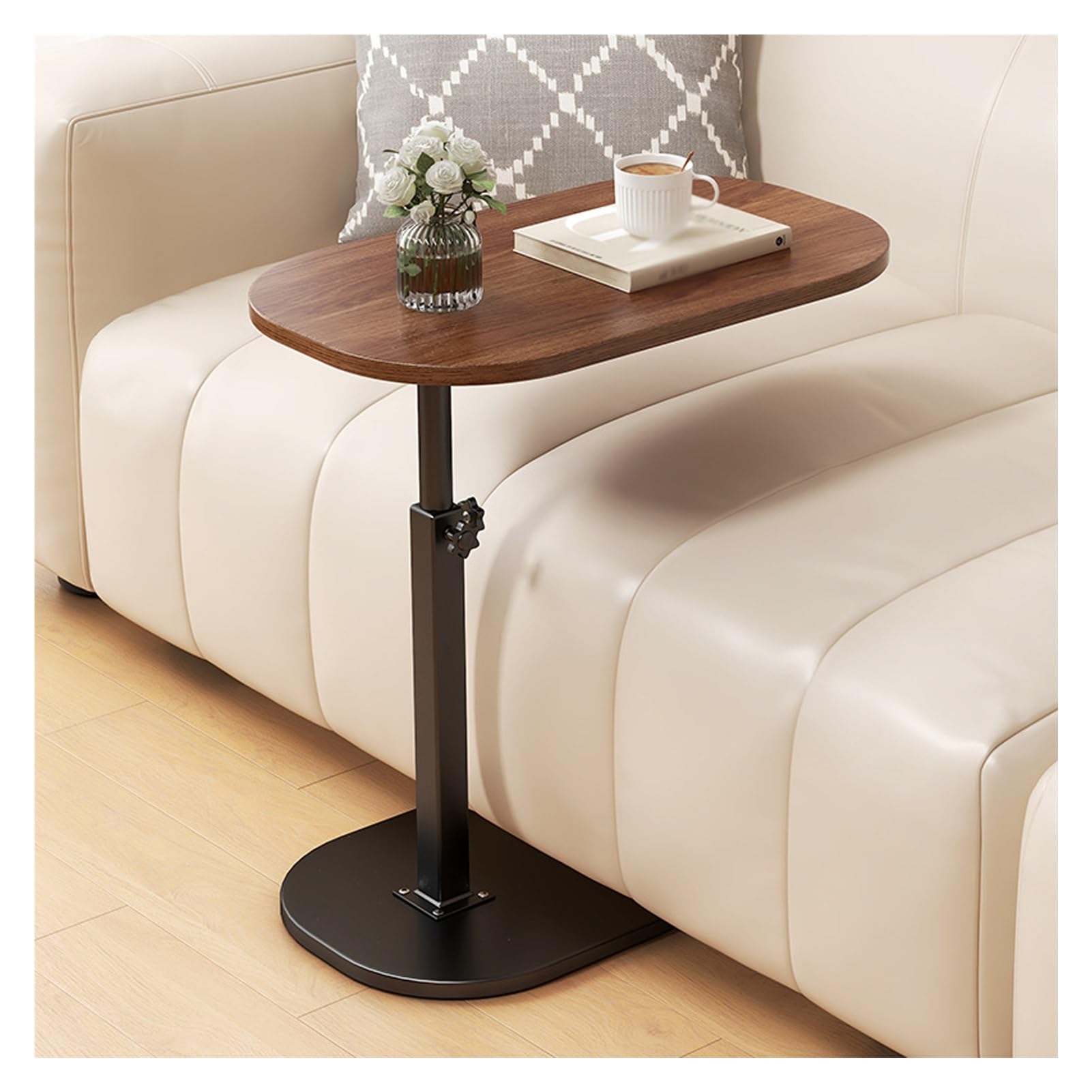 SXZenSpace Adjustable C Shaped Side Table 360° Rotating Small Coffee for Living Room Bedroom Sofa Bathtub Office Modern Design Space Saving Furniture