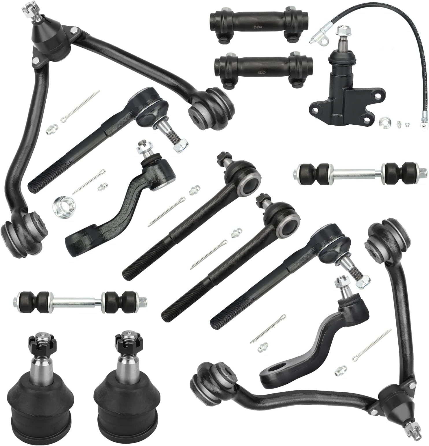 Front Upper Lower Control Arms + Tie Rods + Sway Bar Links - 1993-2000 for Chevy for GMC C1500 C2500 C3500 Suburban Upper & Lower Control Arms kit - 15pc Set
