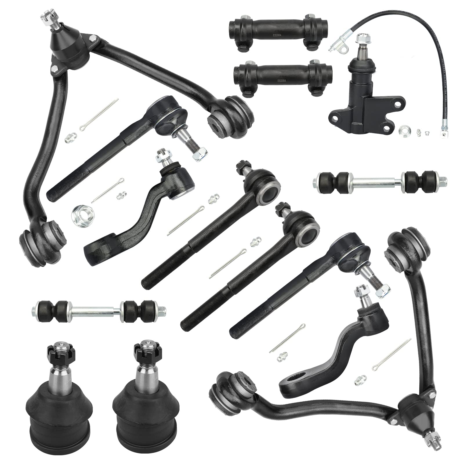 Front Upper Lower Control Arms + Tie Rods + Sway Bar Links - 1993-2000 for Chevy for GMC C1500 C2500 C3500 Suburban Upper & Lower Control Arms kit - 15pc Set