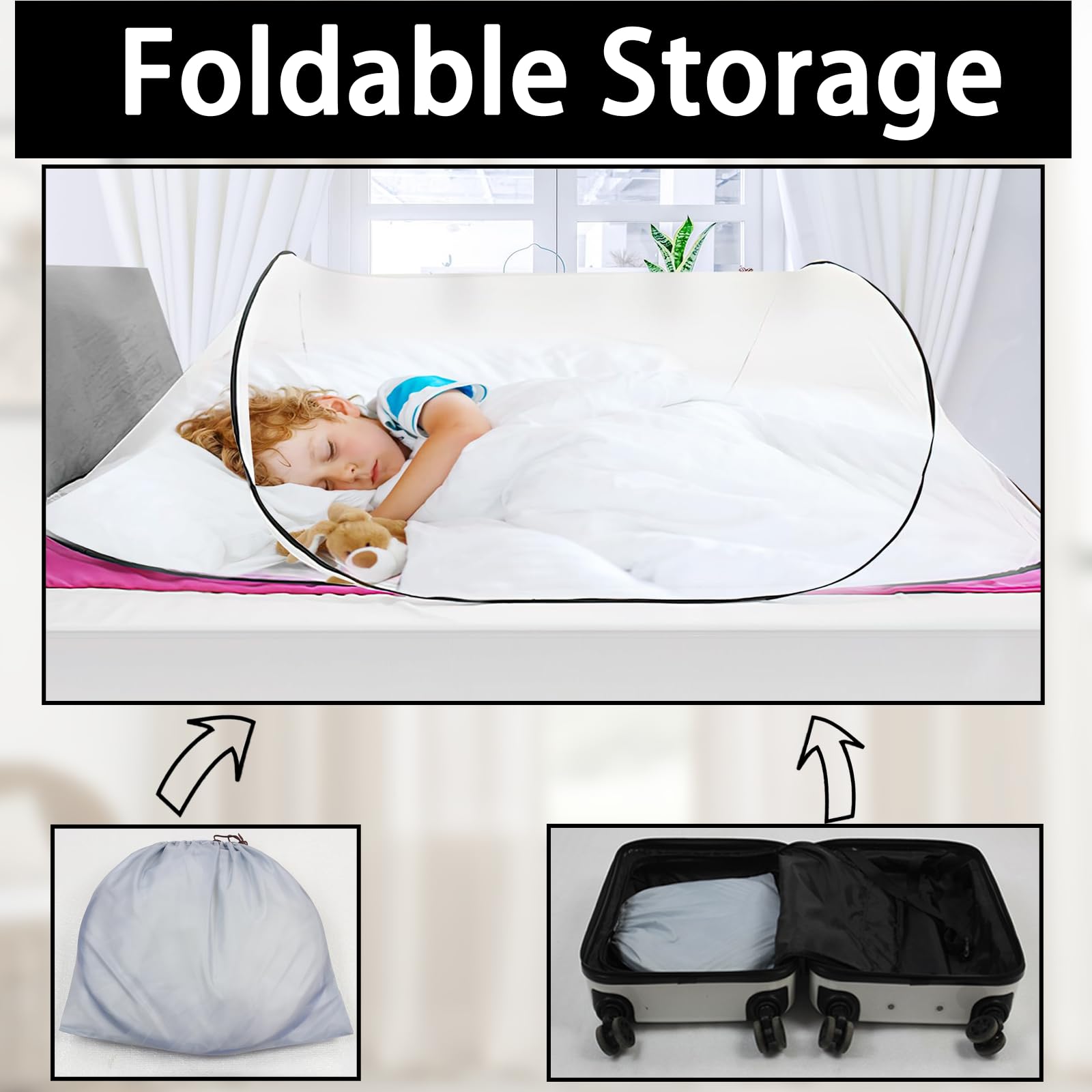 Moustiquaire De Voyage Pop-Up Lit 200x80x56cm - Protection Anti-Moustiques Camping Et Maison