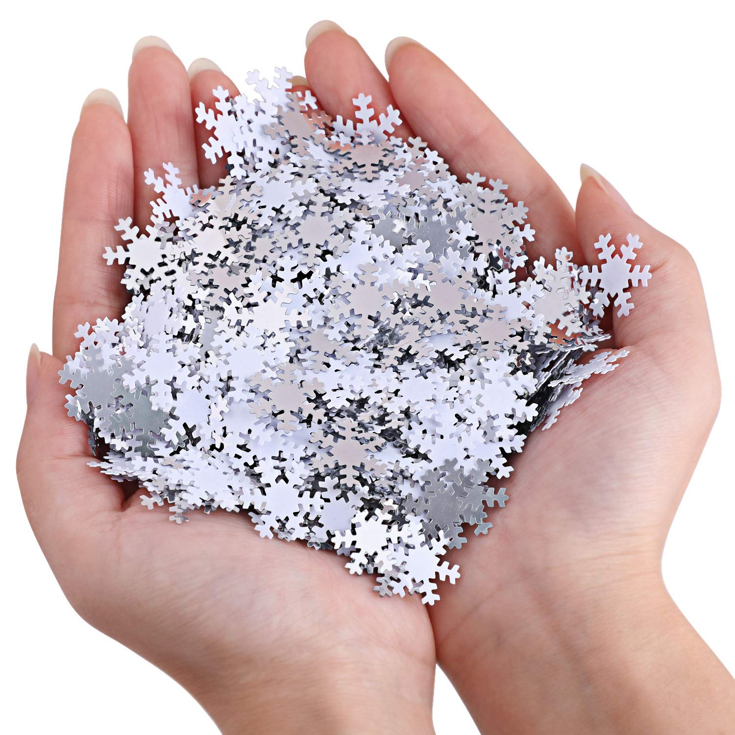 Decorazione di Coriandoli Fiocco di Neve 6 mm Confetti Fiocchi di Neve Glitter Coriandoli Natalizi per Albero di Natale DIY Compleanno Matrimonio Baby Shower Festa Invernale (Argento, 200g