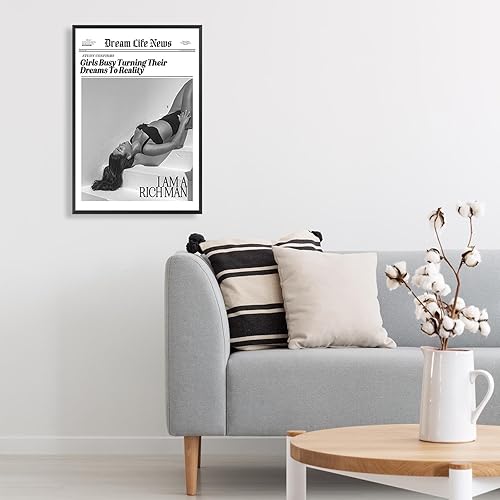 Miniatura 3 de FBKDVC Lienzo de periódico vintage, impresiones de moda en blanco y negro, para niñas ocupadas, convirtiendo sus sueños en realidad, pósteres