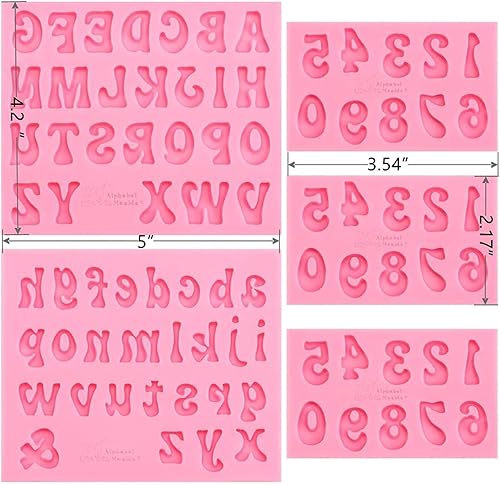 Vista 3 de 5 moldes de silicona con letras pequeñas y números, números 0-9, moldes para hornear letras mayúsculas y minúsculas para dulces, fresas cubiertas