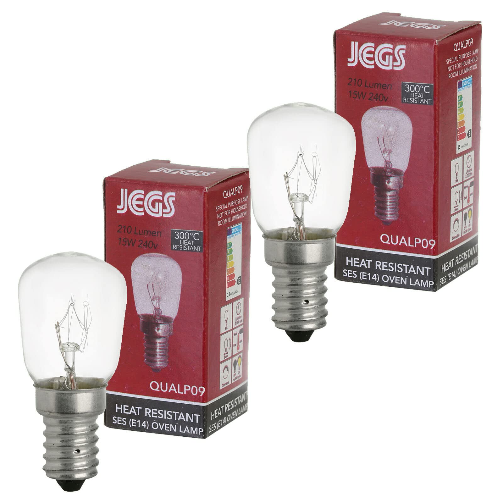 Masterpart Cooker Oven Lamps 15W Appliance Bulbs 300°C SES Pygmy 240V Base E14 Pack of 2