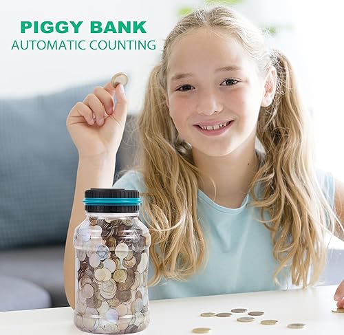 Miniatura 3 de Banco de monedas para ahorrar dinero, contador de monedas digital, alcancía para adultos y niños, tarro de monedas con contador de cambio para