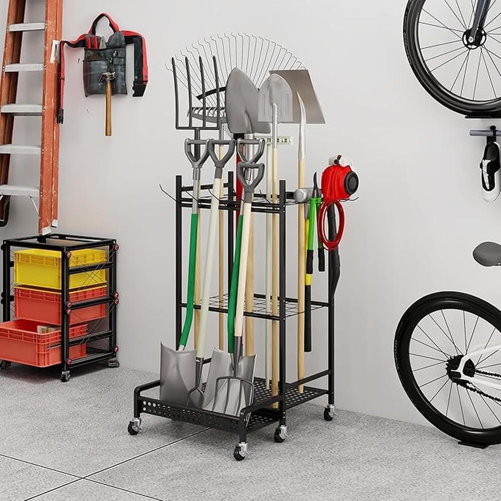 Robusto Organizer per Attrezzi da Giardino con 30 Slot e 9 Ganci
