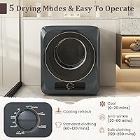 Vista 3 de Auertech Secadora de ropa portátil de 1.5 pies cúbicos, secadora eléctrica de carga frontal de 850 W con tambor de acero inoxidable, perilla