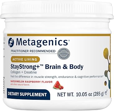 Metagenics StayStrong+ Brain & Body Powder, Watermelon Raspberry, 30 Svgs