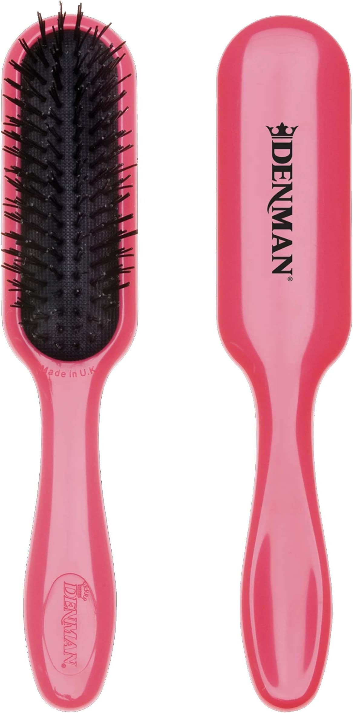 Denman Mini Detangling Hairbrush for Short Hair – Gentle Wet & Dry Knot Remover for Kids and Adults, D90 Pink