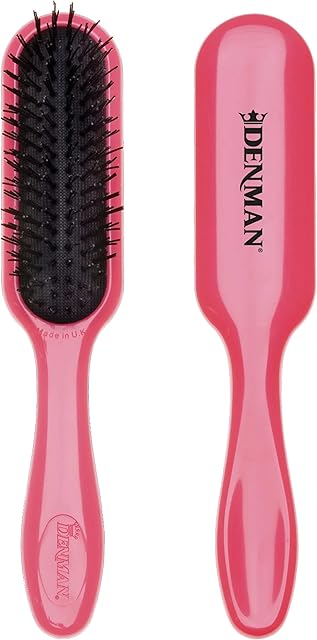 Denman Tangle Tamer Mini (Pink) Detangling Brush For Curly Hair And Black Natural Hair - use with both Wet & Dry Hair, D90