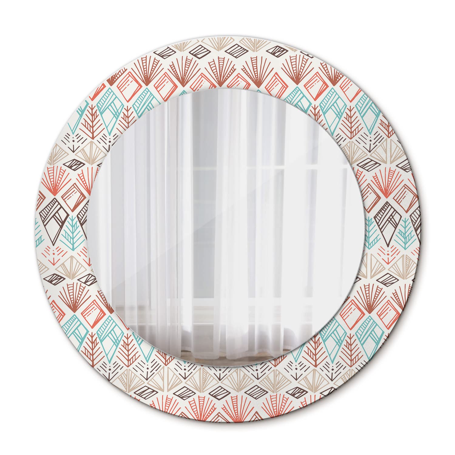 Miroir en verre Tulup Ø50 cm au graphisme ethnique raffiné