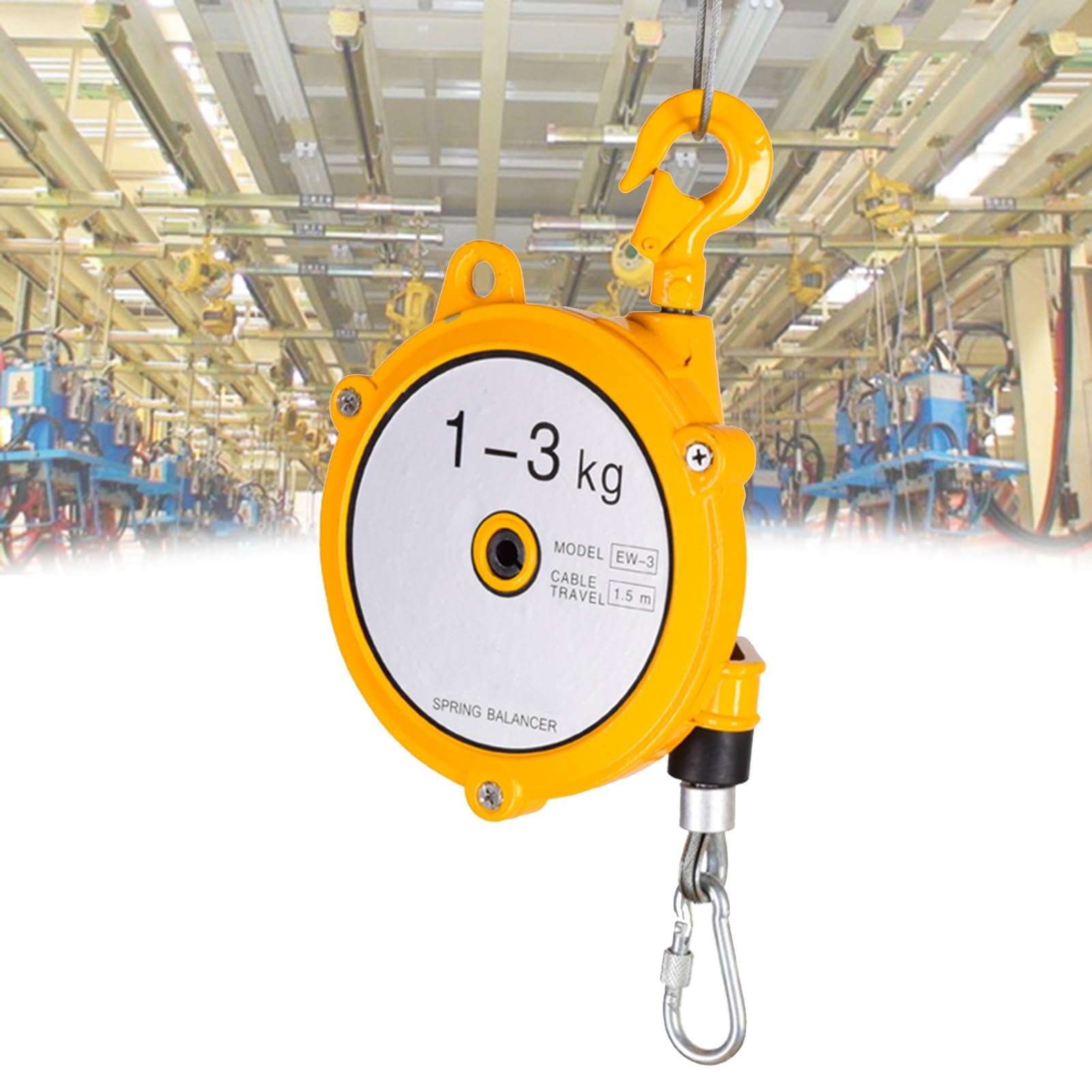 WEKONUMEX Retractable Spring Balancer, Retractable Spring Balancer 1.5 meter Cable Hook Adjustable Multiple Load Ranges(1-3kg)