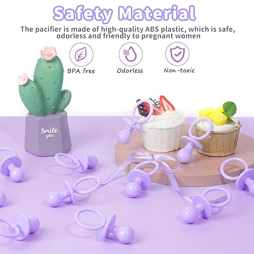 Miniatura 10 de Chupetes para baby shower, 150 mini chupetes para baby shower, lindos chupetes de plástico para juego de baby shower, decoración DIY, revelación de