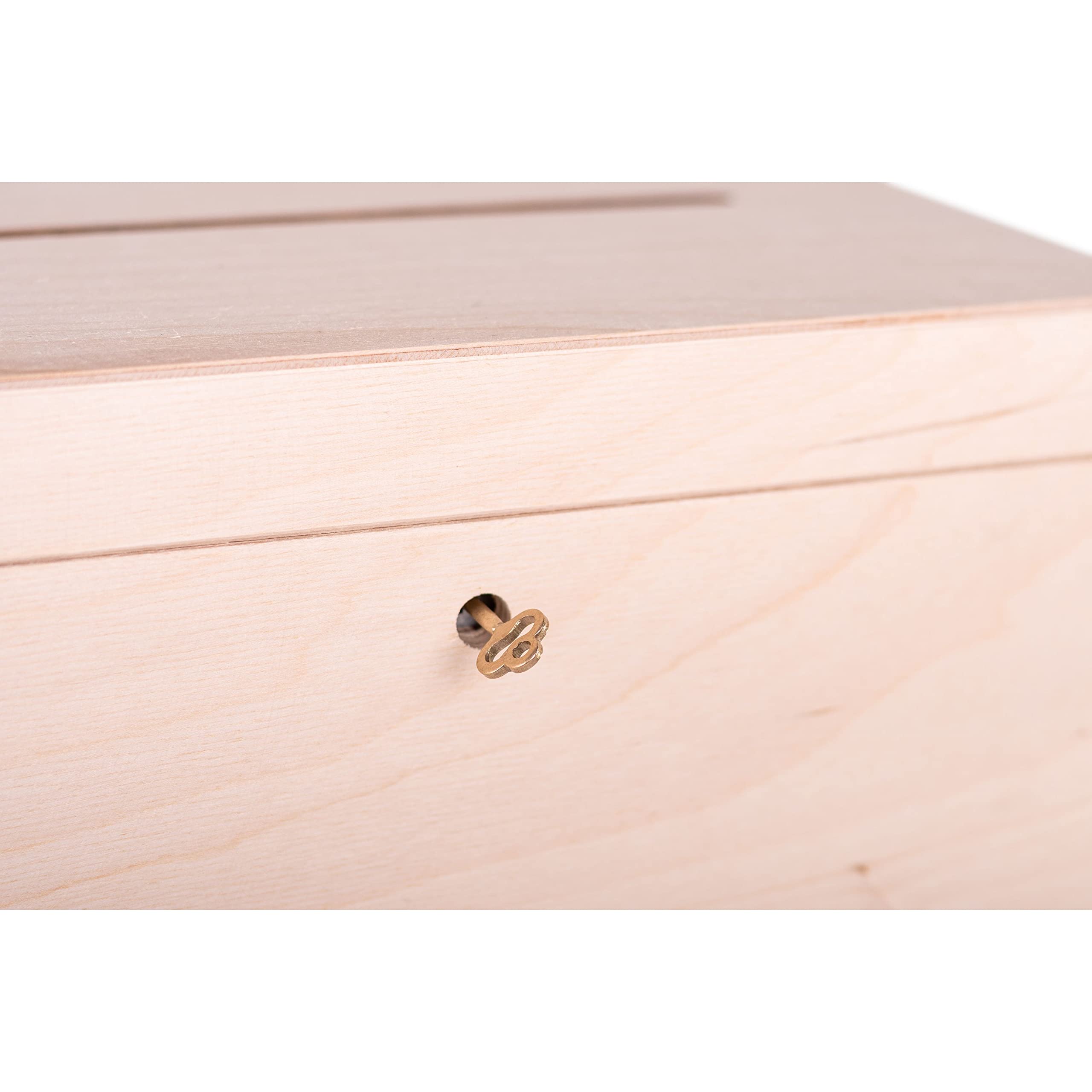 Caja de tarjetas de boda de madera sin terminar, decoración, organización, gran artesanía de madera natural, decoración rústica del hogar, recuerdo, pecho 29 x 25 x 15 cm.