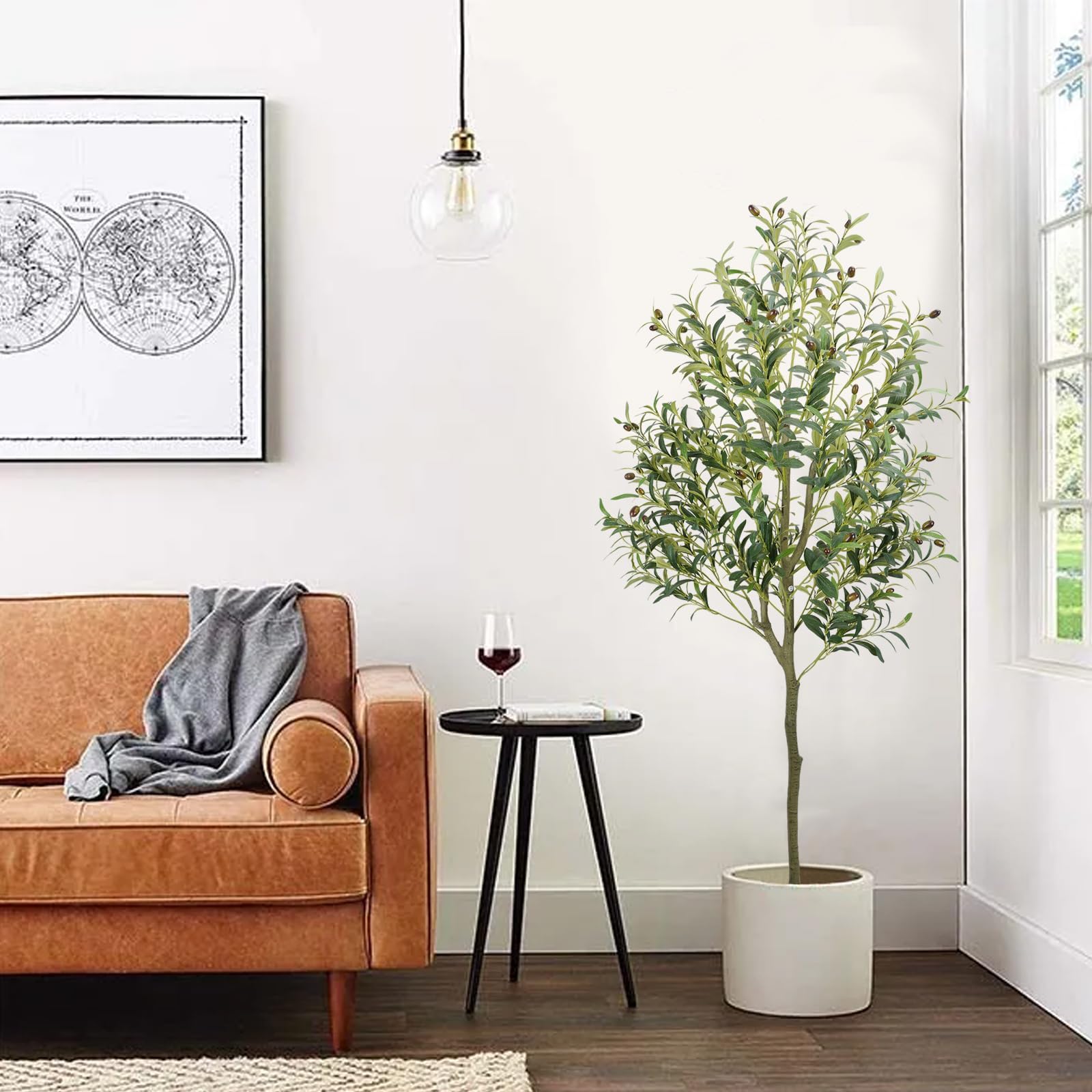 Olivier Artificiel 180 cm Grande Plante Verte Artificielle Faux Arbre Olivier Fausse Plante pour Maison Jardin Balcon Bureau et Décoration Intérieure et Extérieure