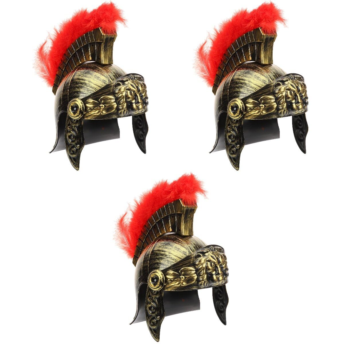 Holibanna 3pcs Medieval Knight Soldier Warriors Costume Helmet Samurai Hat Roman Helmet Ancient Roman Spartans Gladiator Helmet Costume Accessory Trojan Helmet Greek Costume Golden