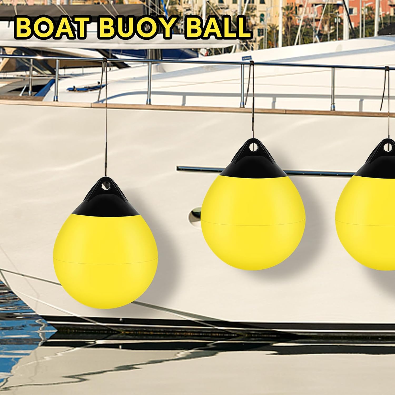 Boat Mooring Buoy 10/12/15 inch,Round Boat Fender Ball Boat Buoy Ball,Inflatable Boat Fender Dock Bumper Ball Anchor Buoy Suitable for Yachts Marinas Sailboats Ski Boats