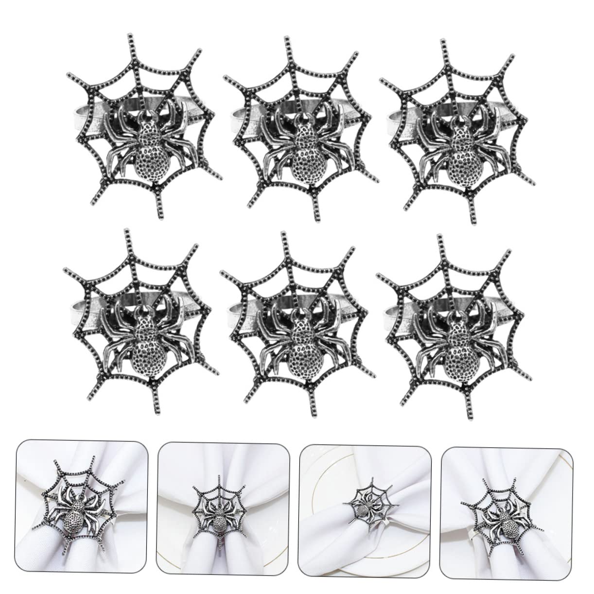 TOPBATHY STK Spinne Serviettenring Dekorationszubehör Für Halloween-Partys Halloween- Schwarze Tischdeko Halloween-serviettenschnalle Spinnen Serviettenringe Geisterspinne Legierung