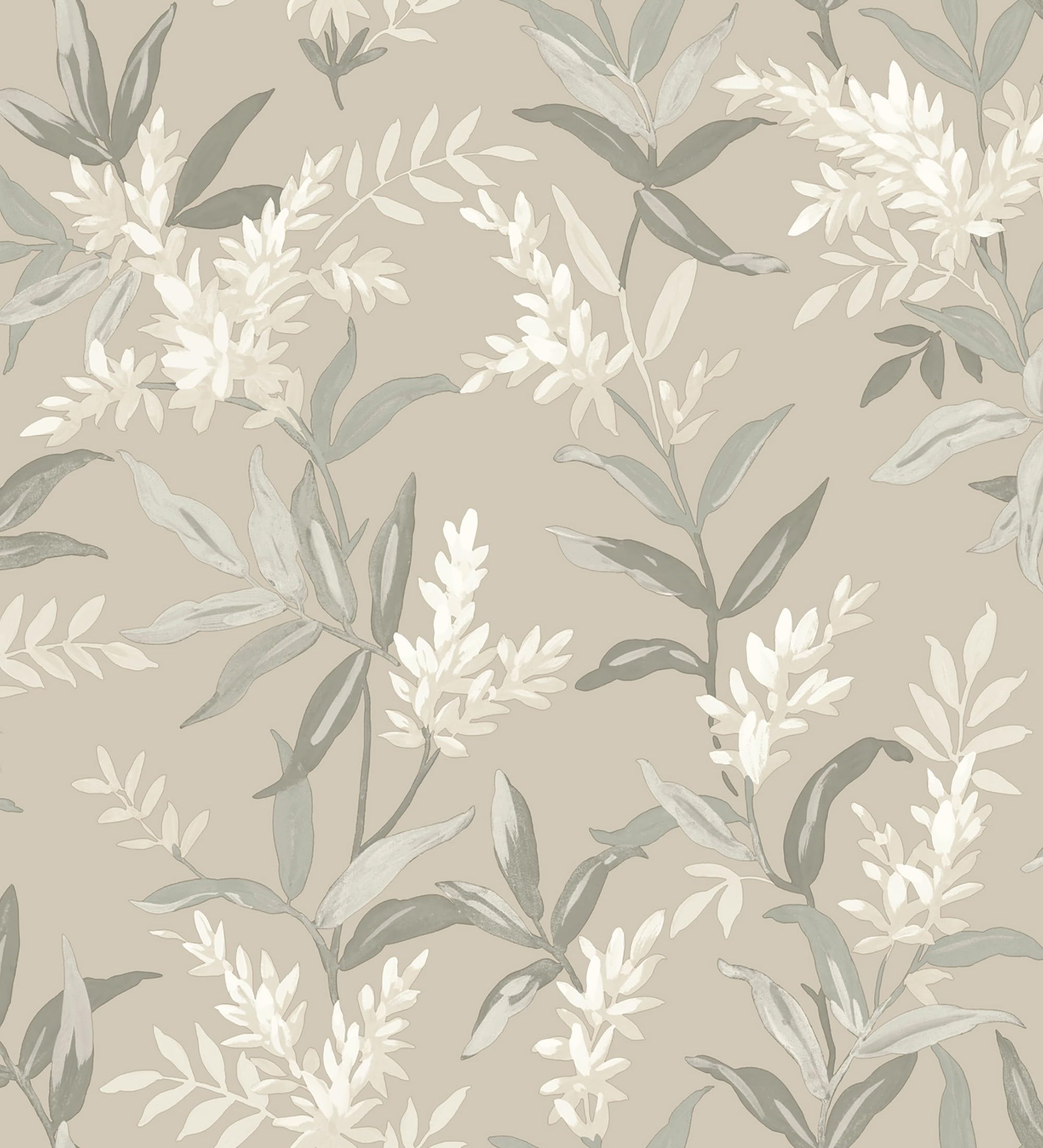 GAULAN 683582 - Papel pintado floral con hojas y ramas elegantes con tonos beige para pared salón dormitorio pasillo comedor - Rollo de 10 m x 0,53 m