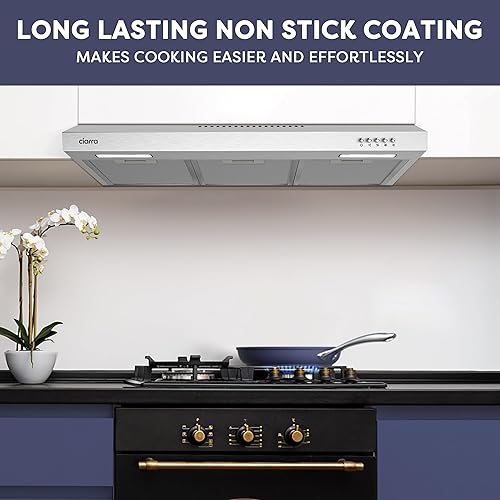 Miniatura 2 de CIARRA Sartén de cerámica antiadherente, no tóxica, sin PTFE ni PFOA, apta para horno y compatible con todas las estufas, 10.2 pulgadas, azul