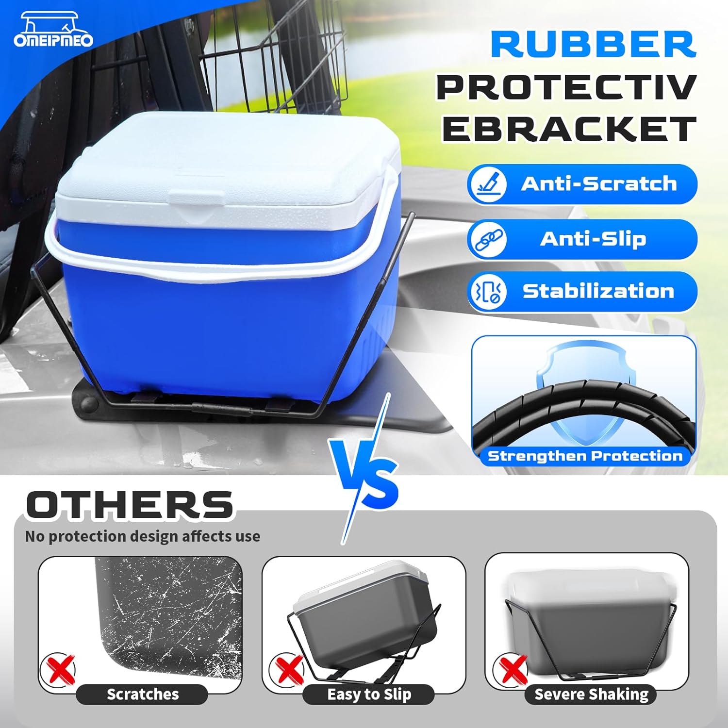 Upgrade Golf Cart Cooler, Portable Golf Cart Ice Chest with Mounting Bracket, Ice Packs, 15 Quart Large Capacity 48H Cooling Ice Cooler Fits Club Car DS EZGO Yamaha