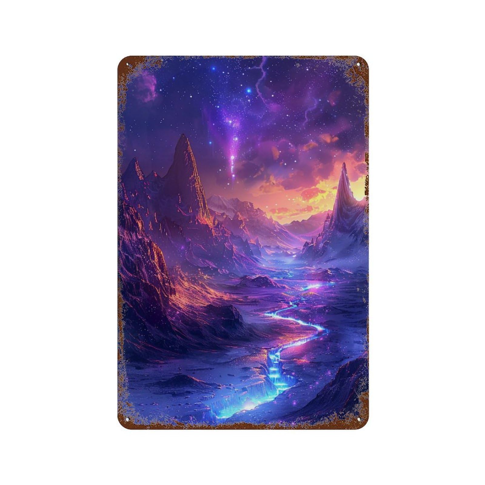 Fantasy Galaxy Landscape -1 Retro Metal Sign 11.8"x7.9", Shabby Chic Decor for Bistro, Counter And Cafe Decor