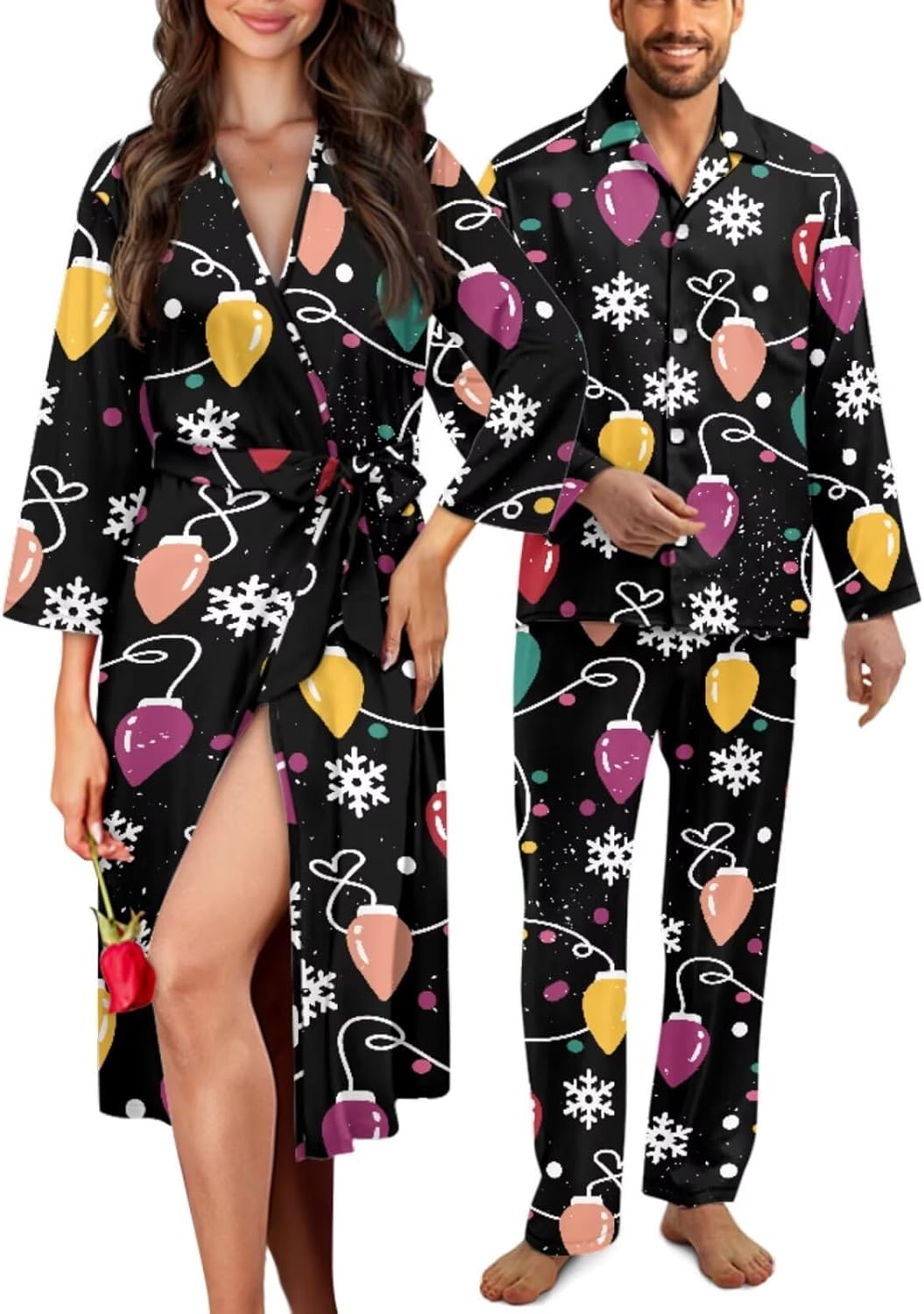 Christmas Couple Pajamas His and Her Pajamas for Couples Set Comfortable Pjs