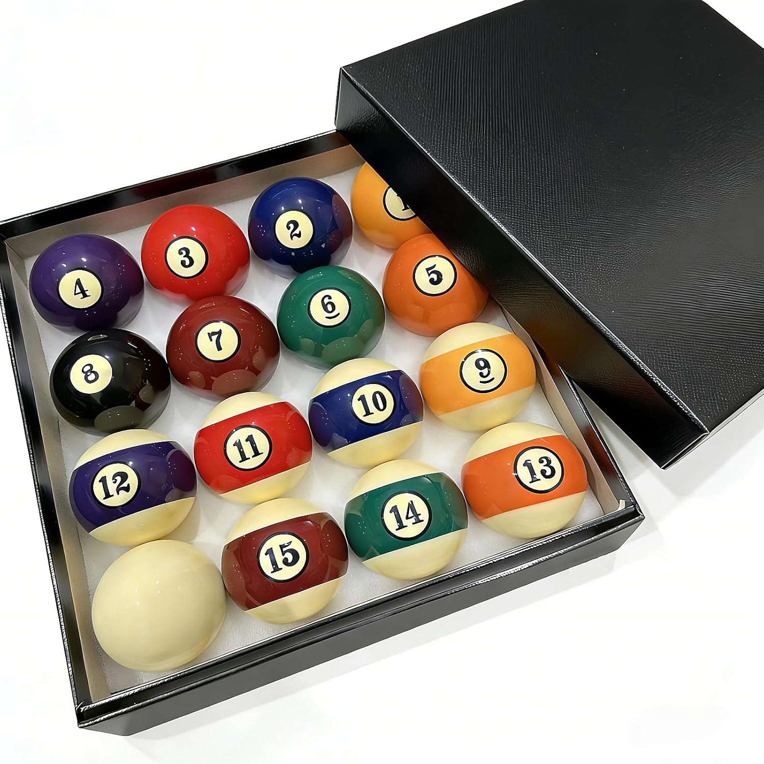 Billiard Balls Set 2-1/4 Inch Regulation Size, 16-Piece Premium Resin Pool Balls for Professional & Home Pool Table Replacement, Tournament Standard Billiard Balls(16 Resin Balls) New Grade A Crystal