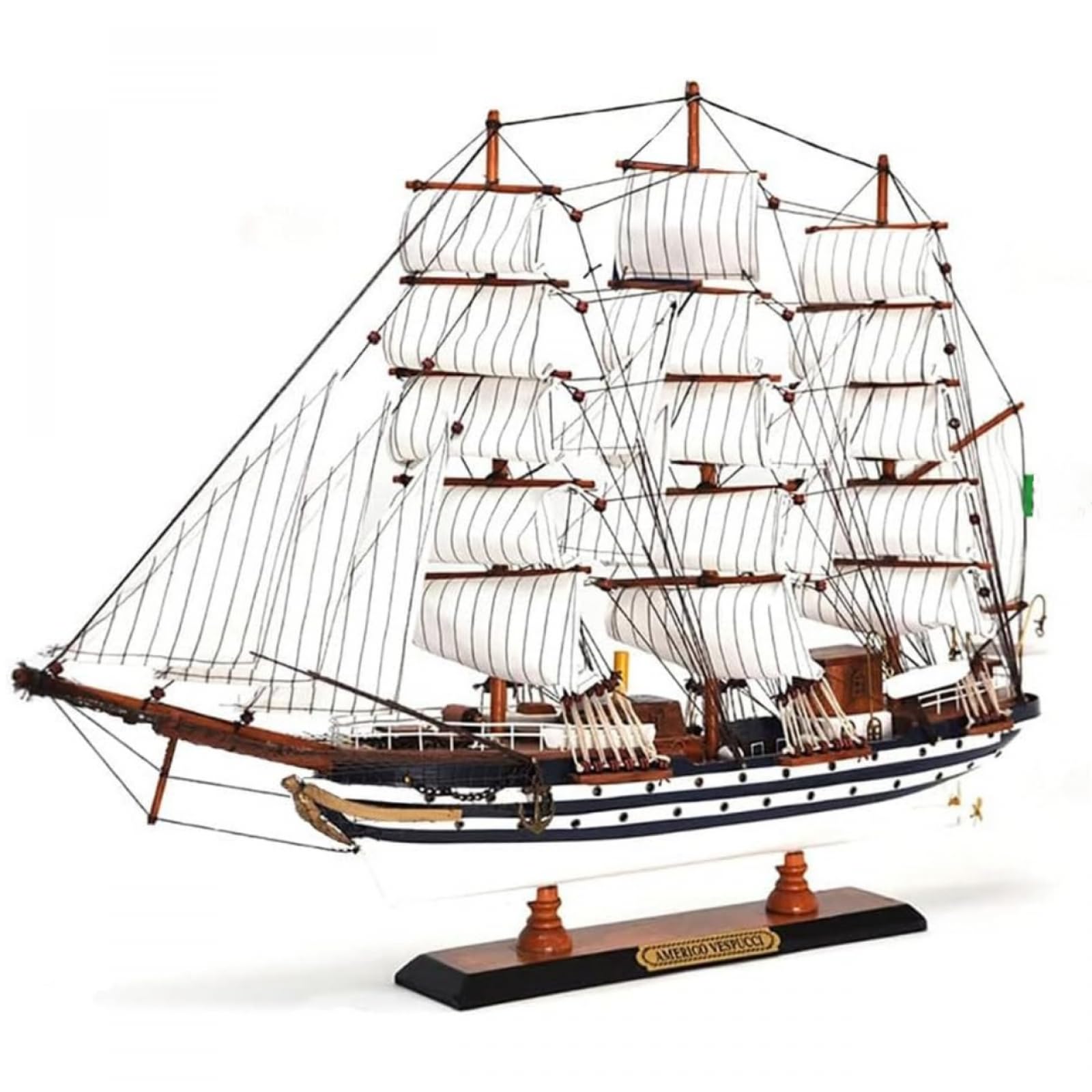 Yedaoiu Amerigo Vespucci Wooden Model Ship, Solid Wood Sailboat Display Model with Hand-Painted Details, Nautical Office & Home Decor, Premium Gift Collection-65CM