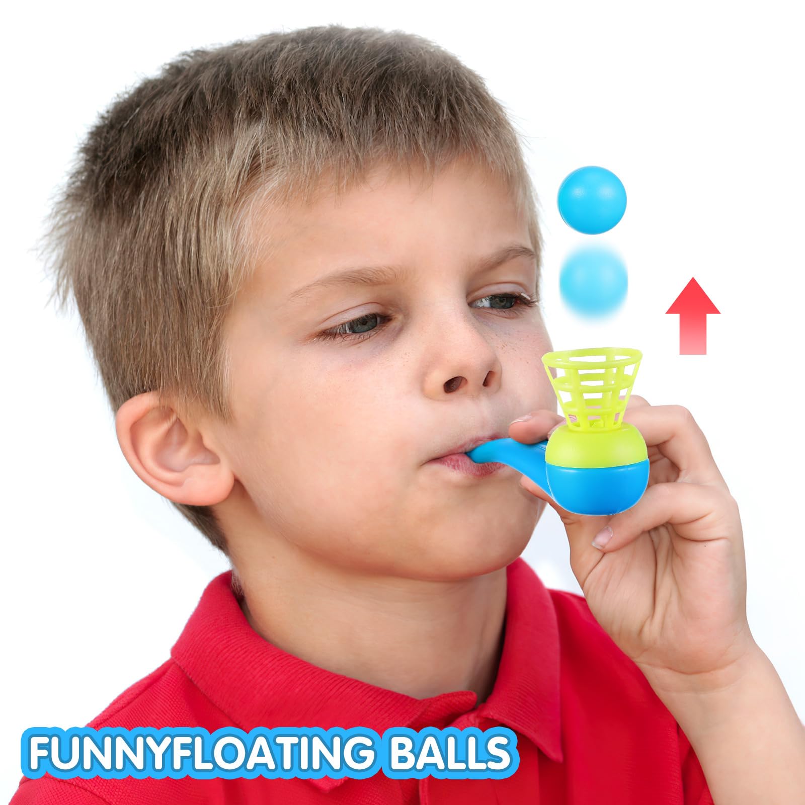 Toyvian Lot de 20 balles de soufflage - Sifflet d'entraînement respiratoire - Balle flottante - Jouet pour enfants - Pour anniversaire, fête, faveurs - Couleur aléatoire