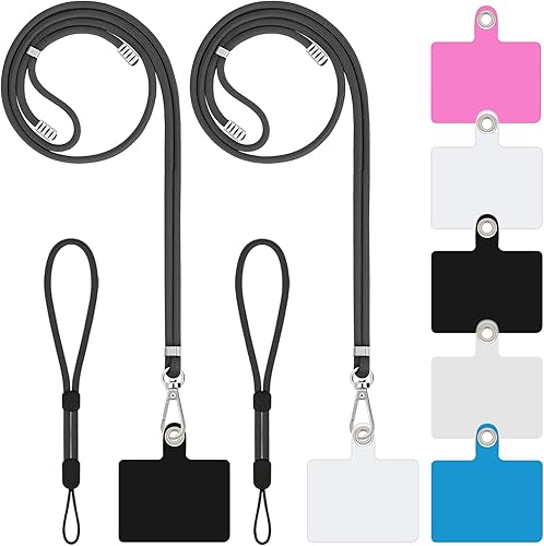 Cordón universal para teléfono celular, 2 correas cruzadas universales para mujer, 2 correas para teléfono de muñeca y 5 conectores compatibles con