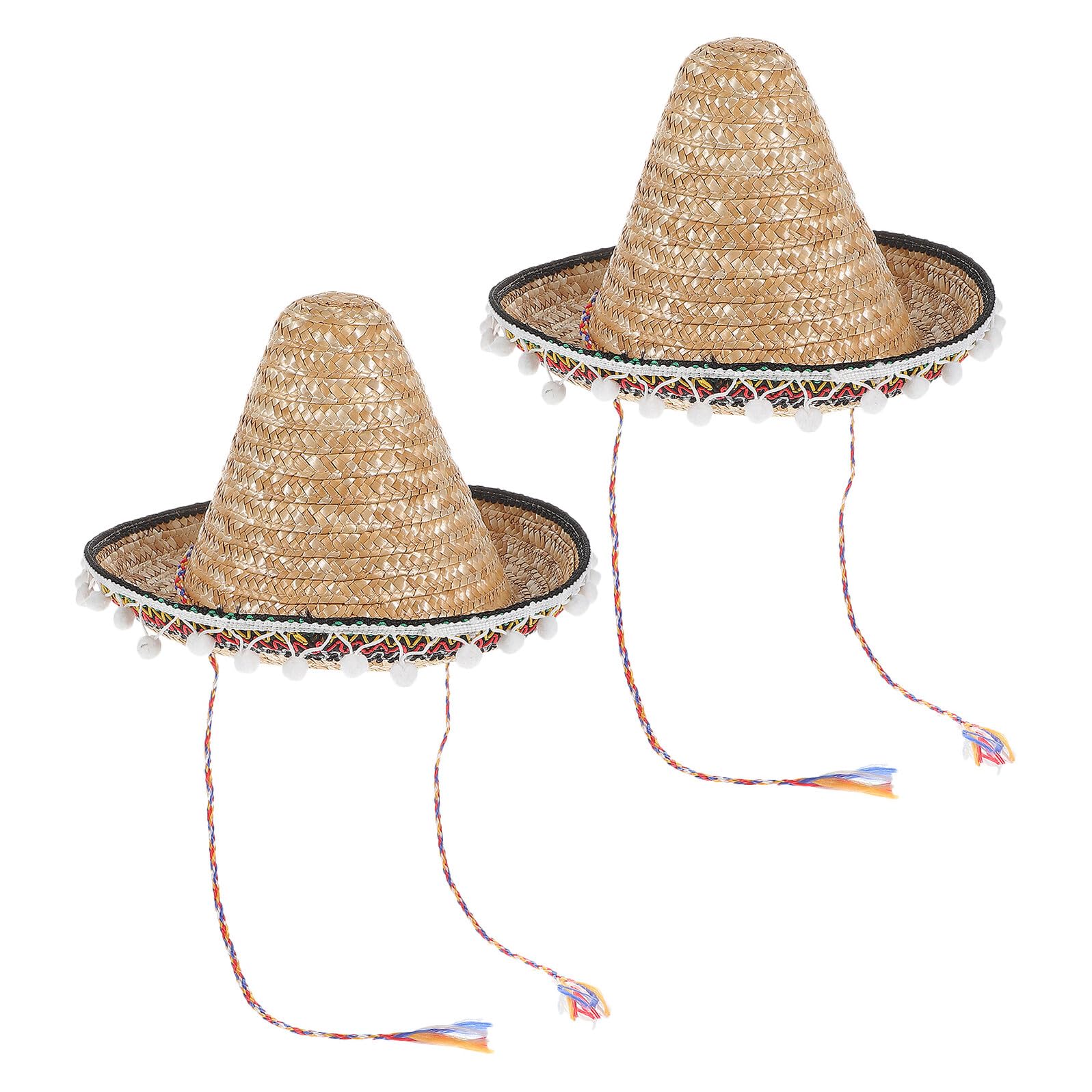 FOMIYES Sombreros de Fiesta Mexicanos para Adultos 2 Piezas Sombreros de Paja Borde Diámetro 30 CM Accesorios para Fiestas Temáticas Mexicanas y Celebraciones