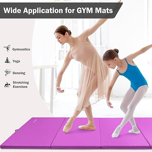 Miniatura 7 de Fitvids Folding Exercise Gymnastics Mat, 4'x8'x2" Gym Workout Mat with Carrying Handles 4-Fold High-Density Anti-Tear Portable Fitness Aerobics Mat