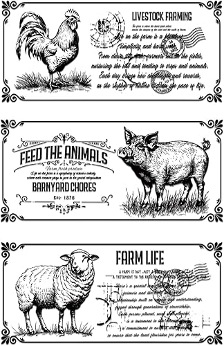 GLOBLELAND 3 hojas de calcomanías retro de animales de granja para muebles y manualidades, 6 x 12 pulgadas, calcomanías de transferencia de muebles,