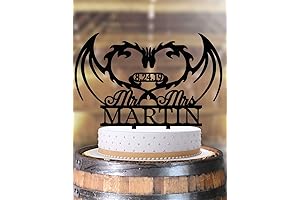 Personalized Dragons Couple Wedding Cake Topper
