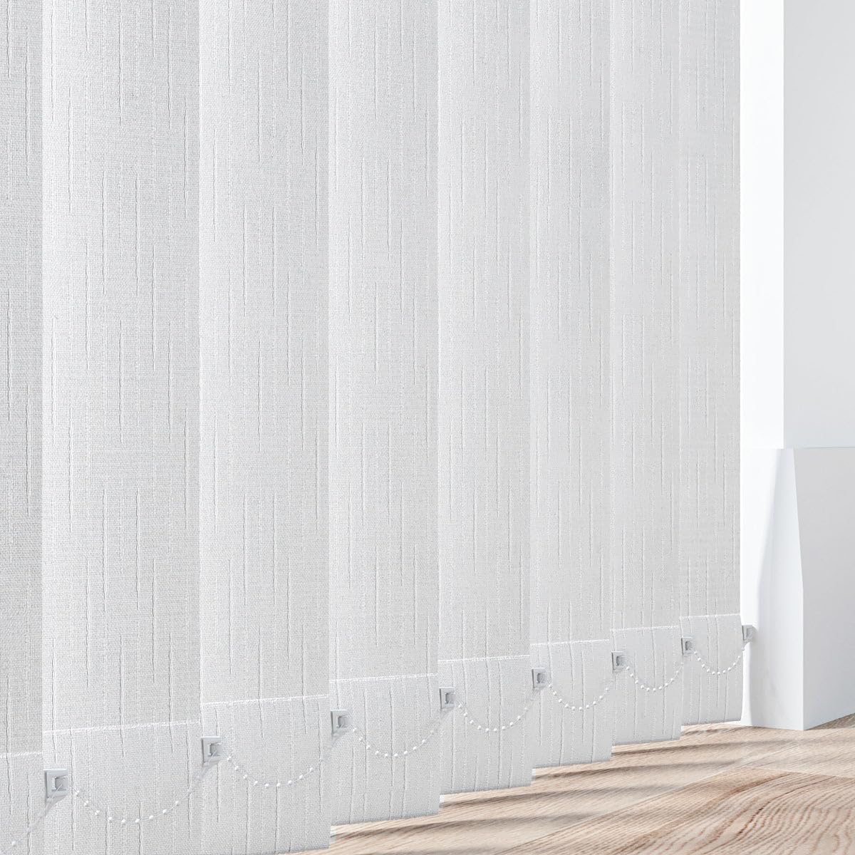 Made to Measure Vertical Blinds Slats - Hambrook Snow Fabric 89mm(3.5") Wide Louvres - Replacement Slats for Windows & Conservatory Blinds with Weights and Chains - Colour Options (Hambrook Snow)