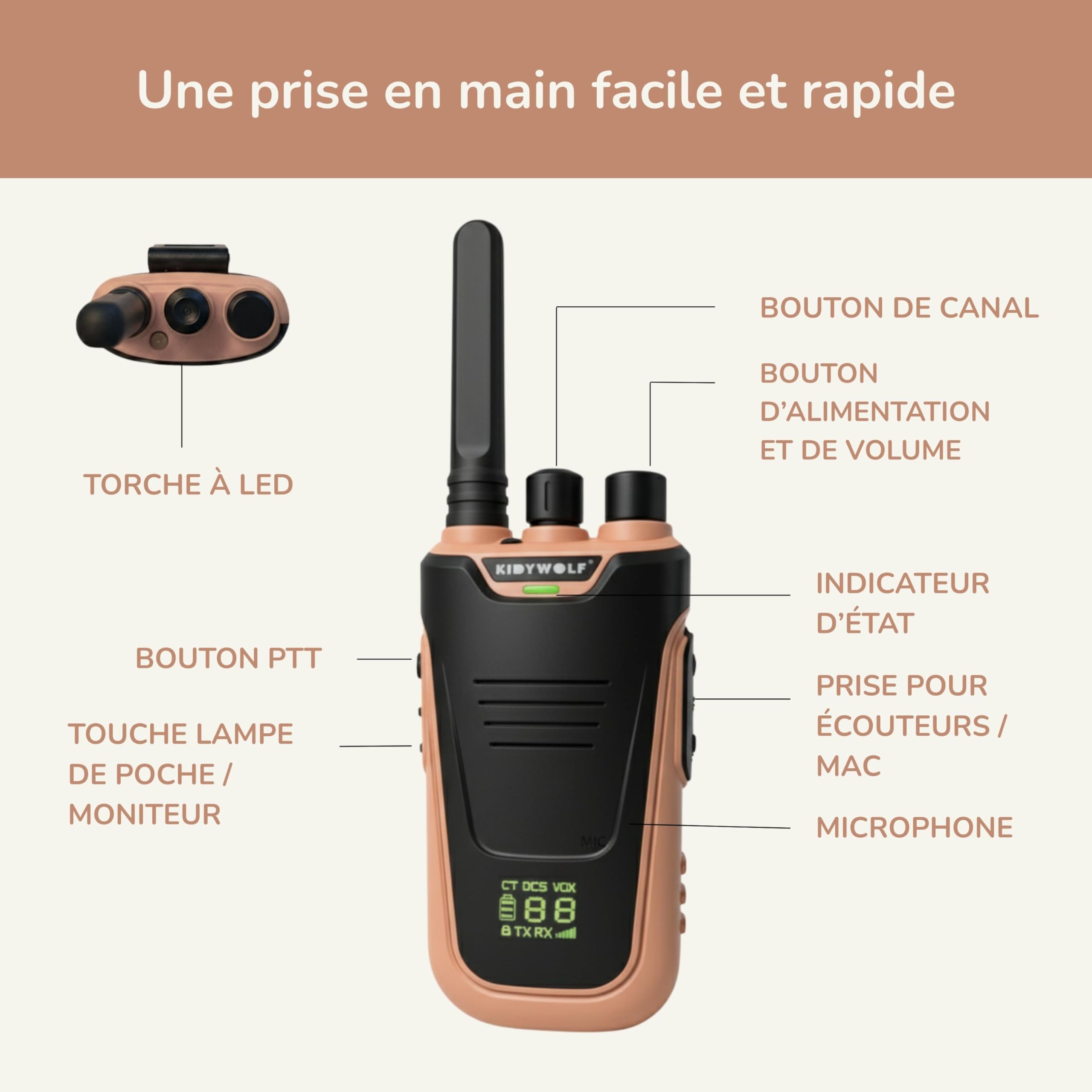 Kidywolf Kidytalk KIDYTALK-NC - Walkie Talkie 2 pezzi
