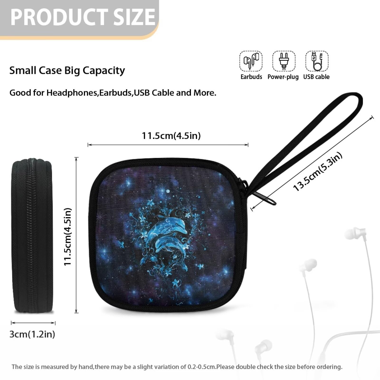 Biyejit Whale - Custodia per cuffie leggera, portatile, organizer per auricolari, accessori digitali per il trasporto di viaggi