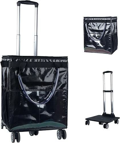 Miniatura 2 de Bolsas de comestibles reutilizables sobre ruedas, bolsa de asas con ruedas, carrito de compras portátil para comestibles con ruedas y bolsa con