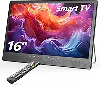 Desobry Smart TV pequena de 15,6 polegadas para cozinha, acampamento