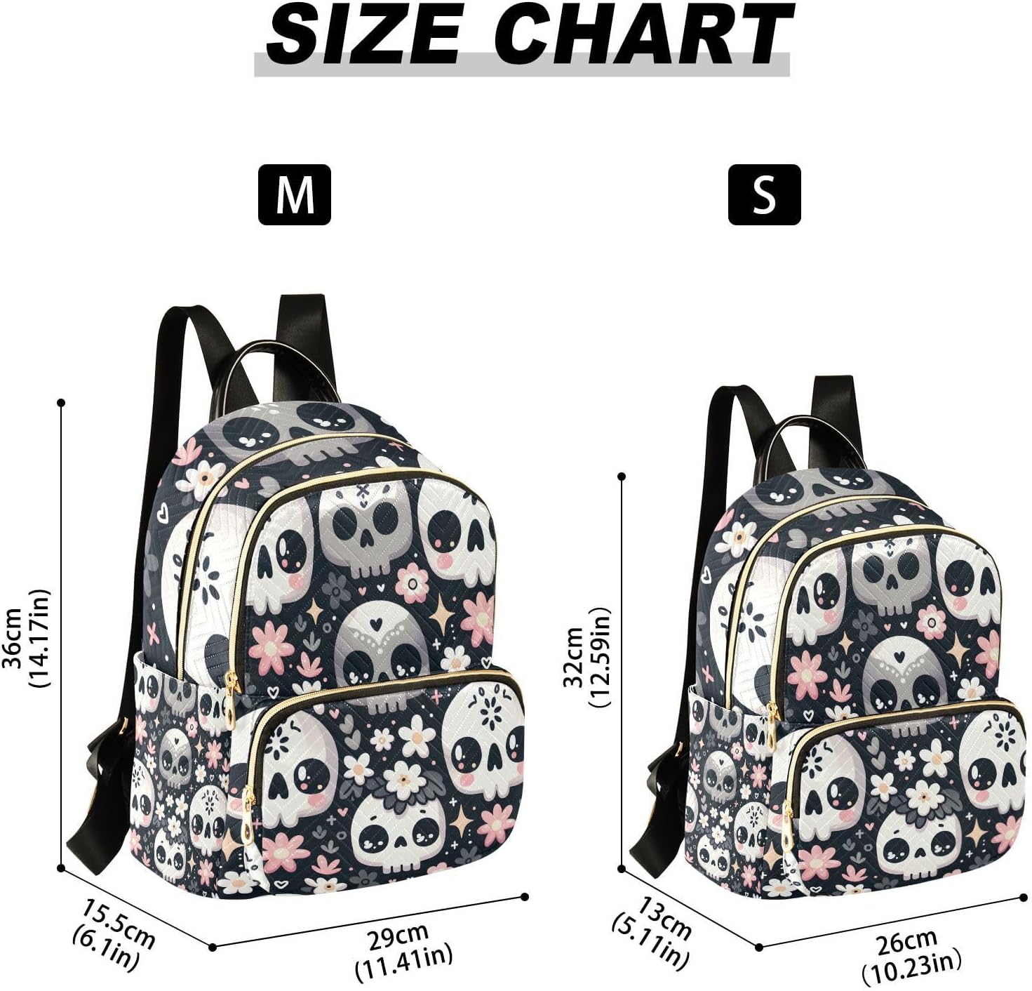 ALAZA Skull Floral Small Backpack Purse for Women Travel Bag Lightweight Shoulder Bag Fashion Daypack