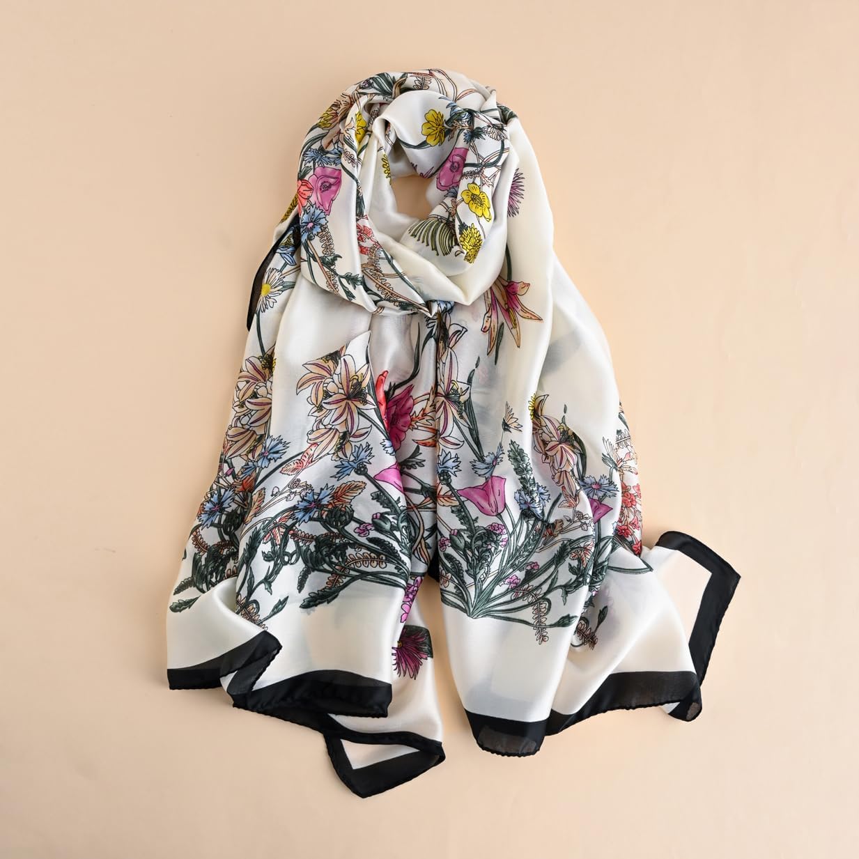 Silk Scarf Mulberry Silk Fashion Scarves Long Lightweight Shawl Wrap … - Image 3
