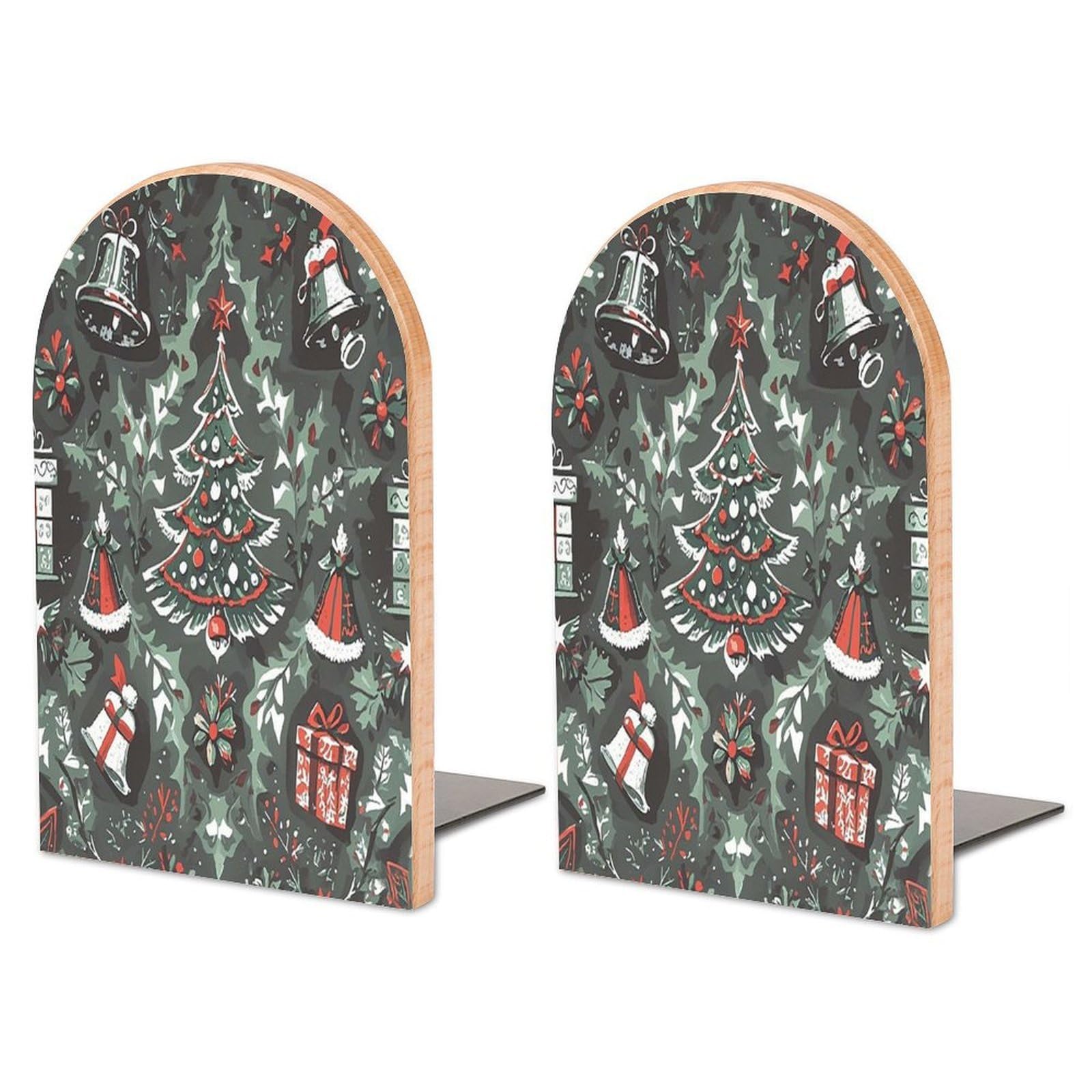 Sujetalibros góticos de árbol de Navidad en madera para estantes modernos