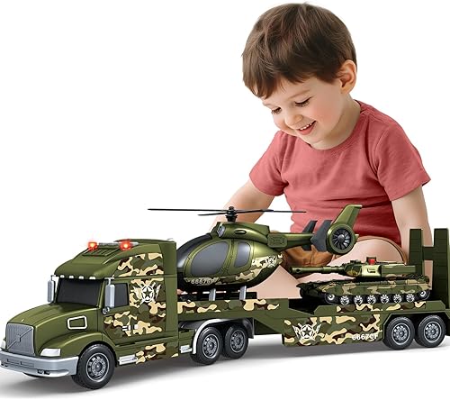 Miniatura 10 de SpringFlower Juguetes para niños de 3, 4, 5 años, camiones de policía extra grandes con coche de carreras y helicóptero, juguete de coche de policía