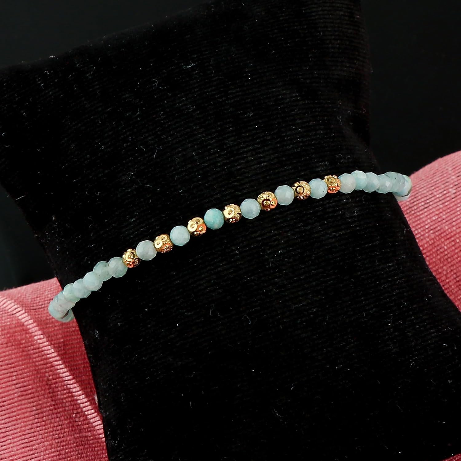 TGH 3mm Natural Gemstone Bracelet for Women - Micro Faceted Gold Plated Adjustable 7+1 Inch - Healing Crystal Birthstone Jewelry - Image 5