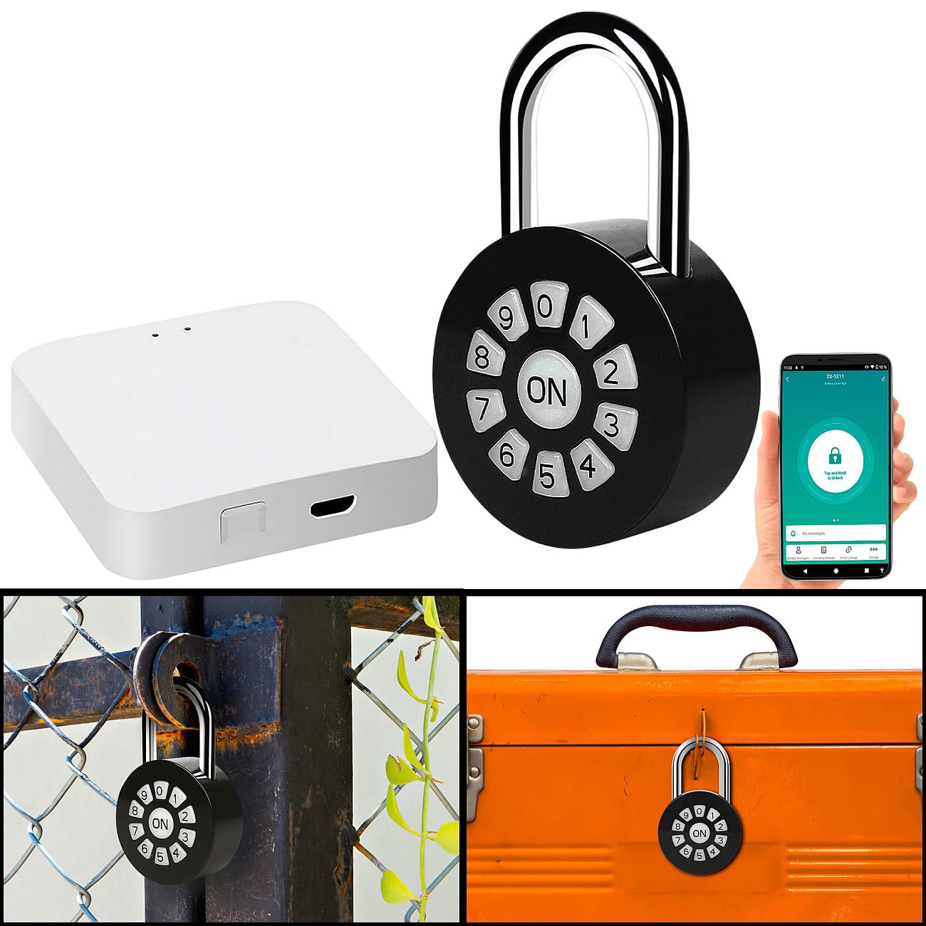 Cadenas en métal avec passerelle WLAN, App, Bluetooth, IP65 [Xcase]