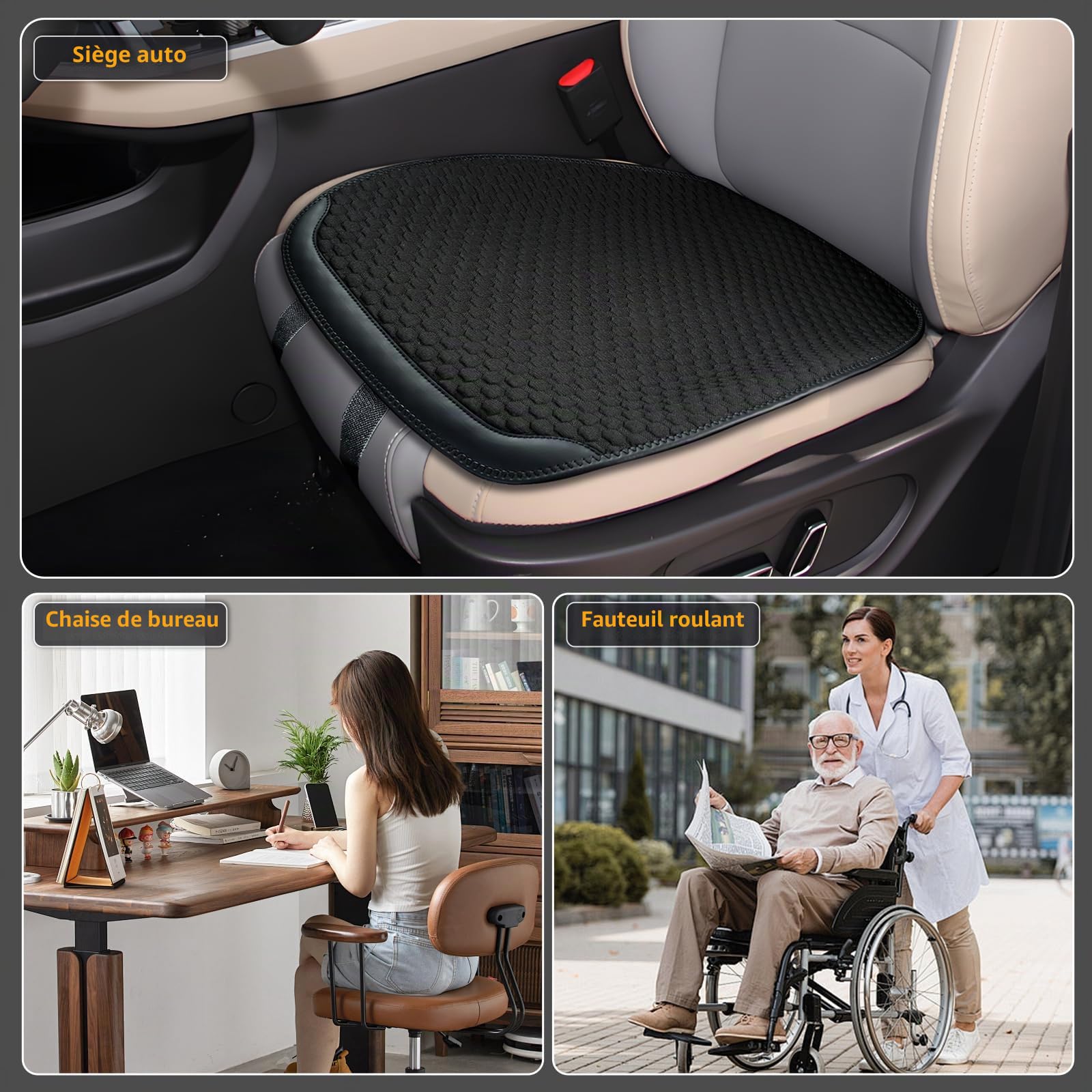 XCBYT Coussin Avant Voiture 2 Pièces, Super Respirant, Protection Siège Antidérapante, Housse Universelle, Doux et Confortable