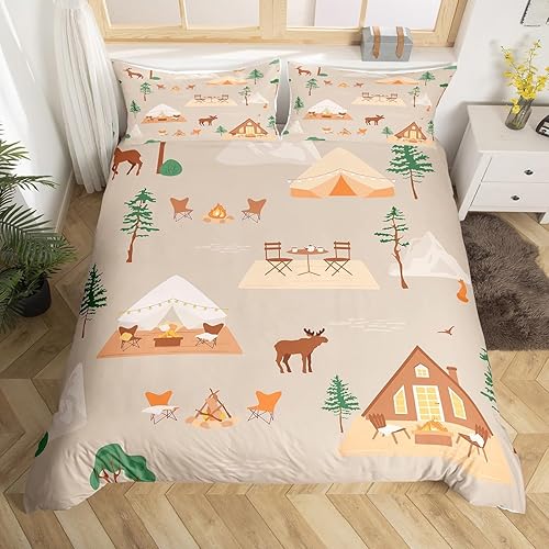 Funda de edredón rústica de ciervo, tamaño Queen, juego de ropa de cama para niños y adolescentes, funda de edredón de animales de caza, juegos de